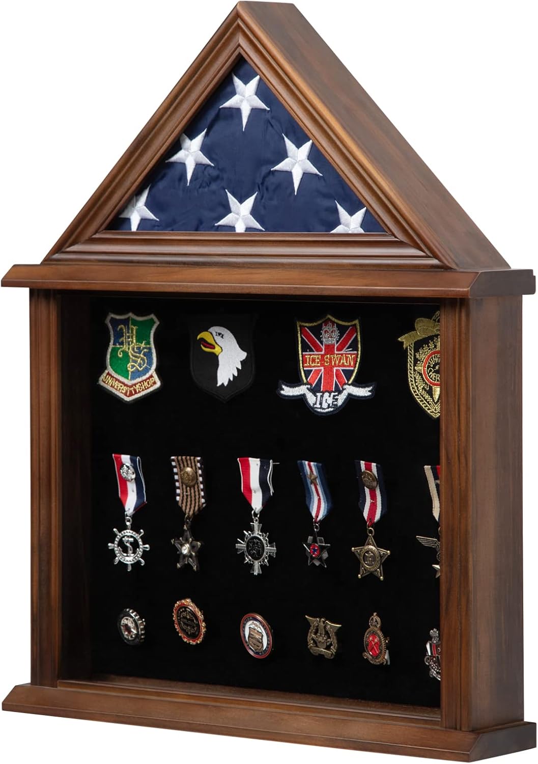 Flag Display Case for 3x5 American Flag - Solid Wood Shadow Box