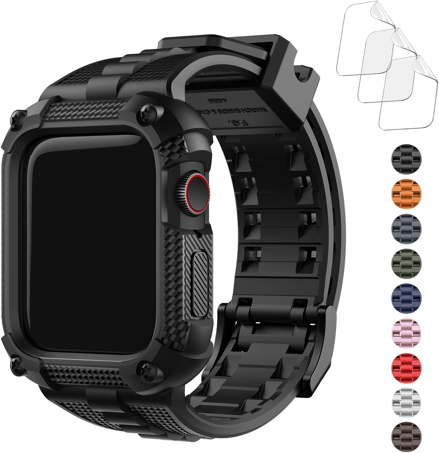 Rugged Black Watch Band Set for Apple Watch 45mm
