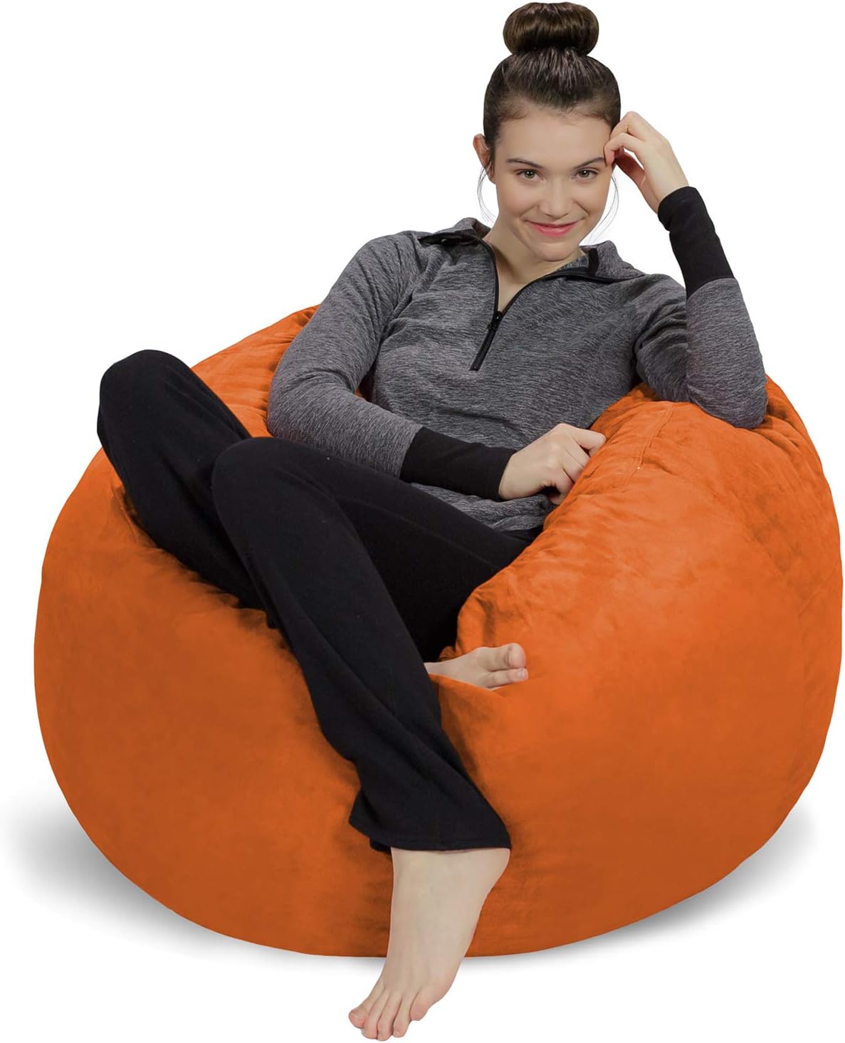 Ultra Soft Memory Foam Bean Bag - Plush Tangerine Dorm Chair