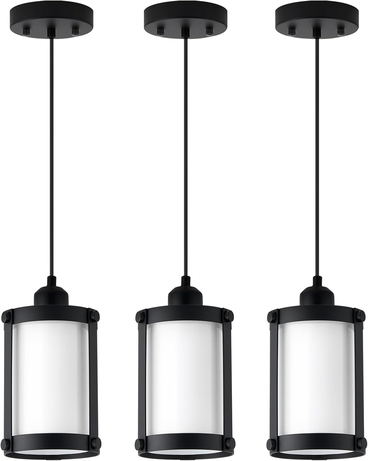 Modern Black Pendant Lights for Kitchen Island - 3 Pack