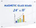 Magnetic Glass Whiteboard 24 in x 18 in - Frameless Ultra White Dry