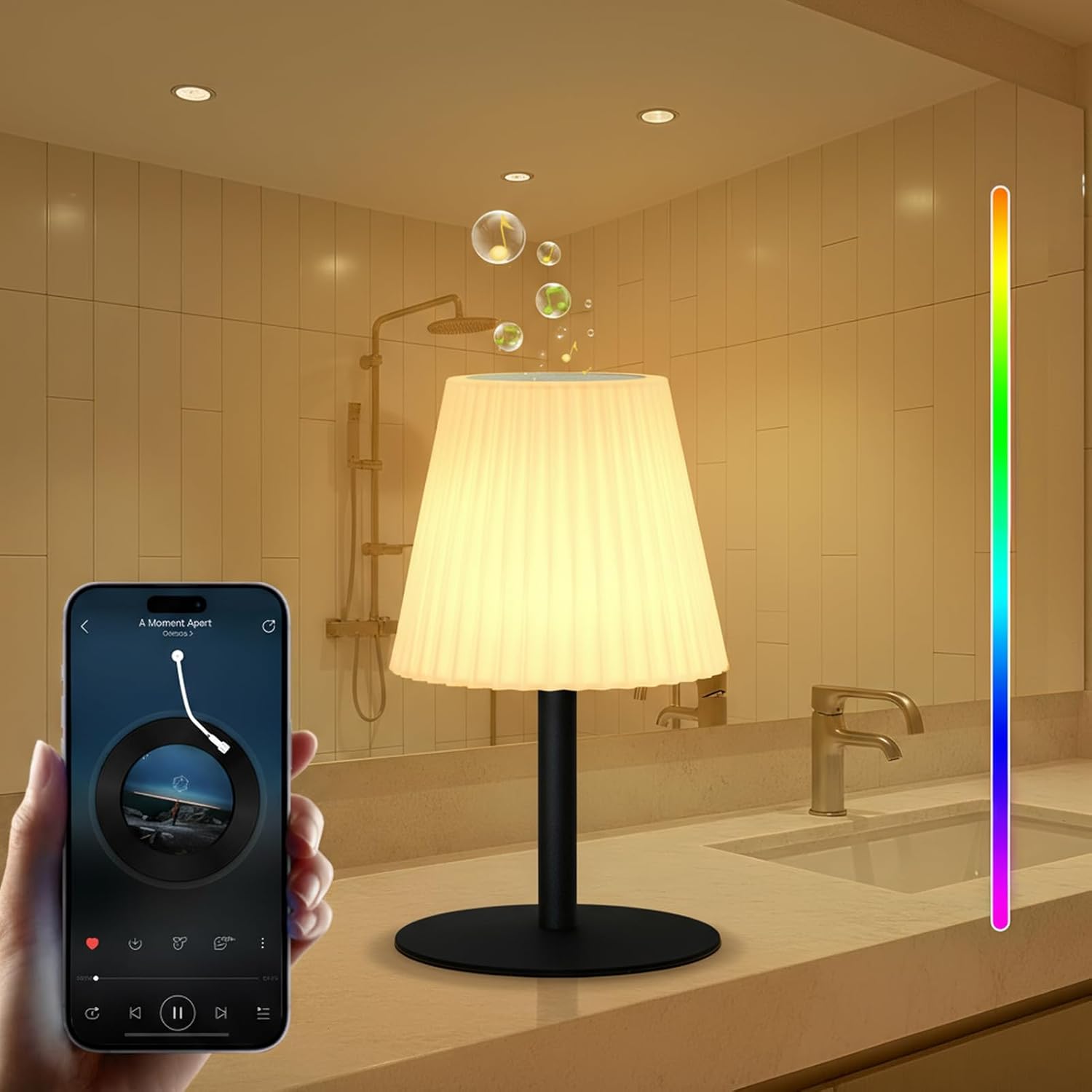 uuffoo Shower Lamp with Dual Speaker Pairing & RGB Colors