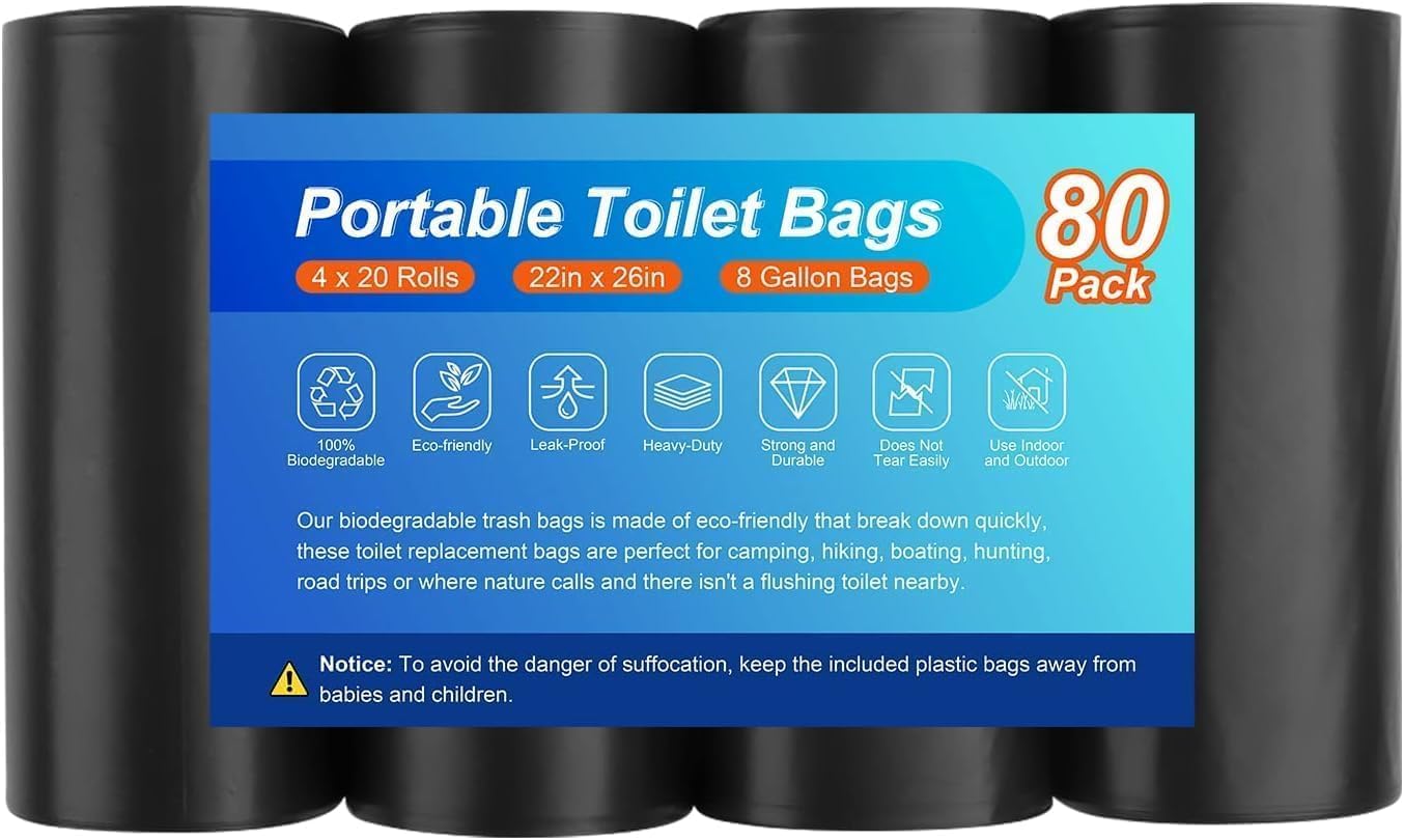 Biodegradable Porta Potty Bags - Pack of 80