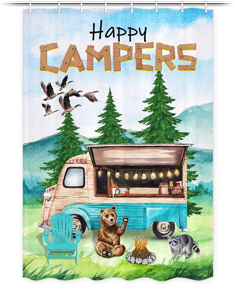 Wild Bear Adventure Shower Curtain 47x64in
