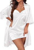 Ekouaer Women's Satin Robe Set Nightgown with Robes - Silky Cowl Neck