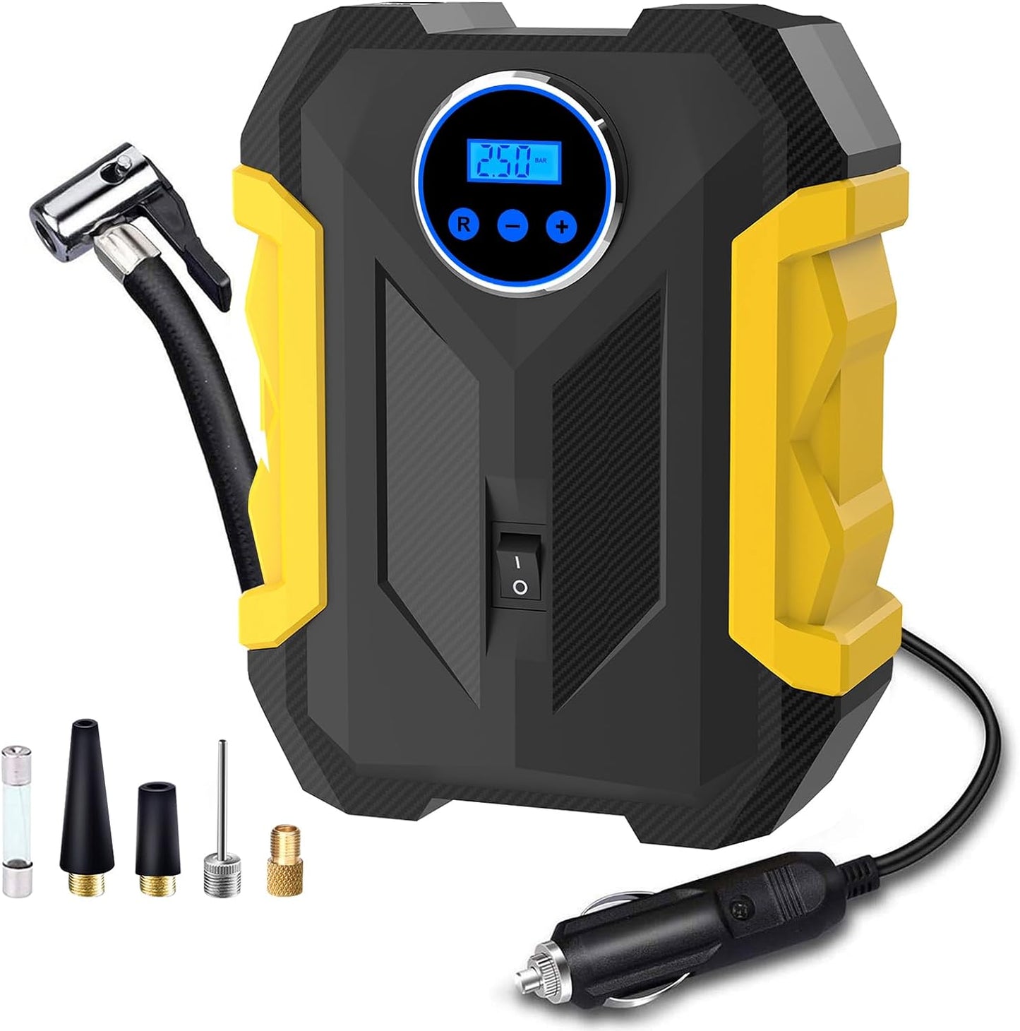 Portable Car Tire Inflator Pump with LED Light - Easy Inflation
