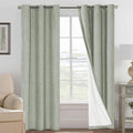 Primitive Linen Curtains 100% Blackout Drapes Pair - Sage