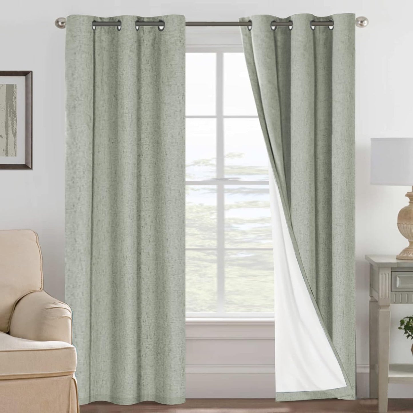 H.VERSAILTEX Primitive Linen Curtains 100% Blackout Drapes