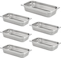 HECMAC 6 Pack 1/3 Size 2.5 in Stainless Steel Hotel Pans - Durable