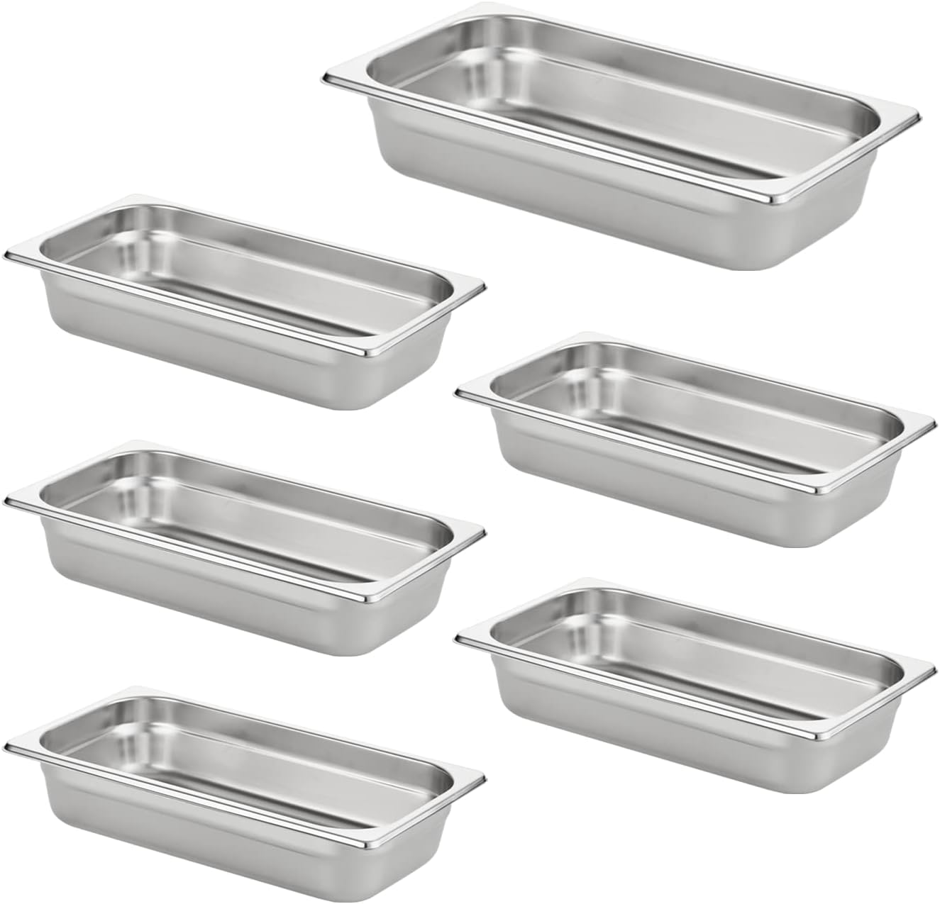 HECMAC 6 Pack Anti-Jam Hotel Pans for Catering and Storage