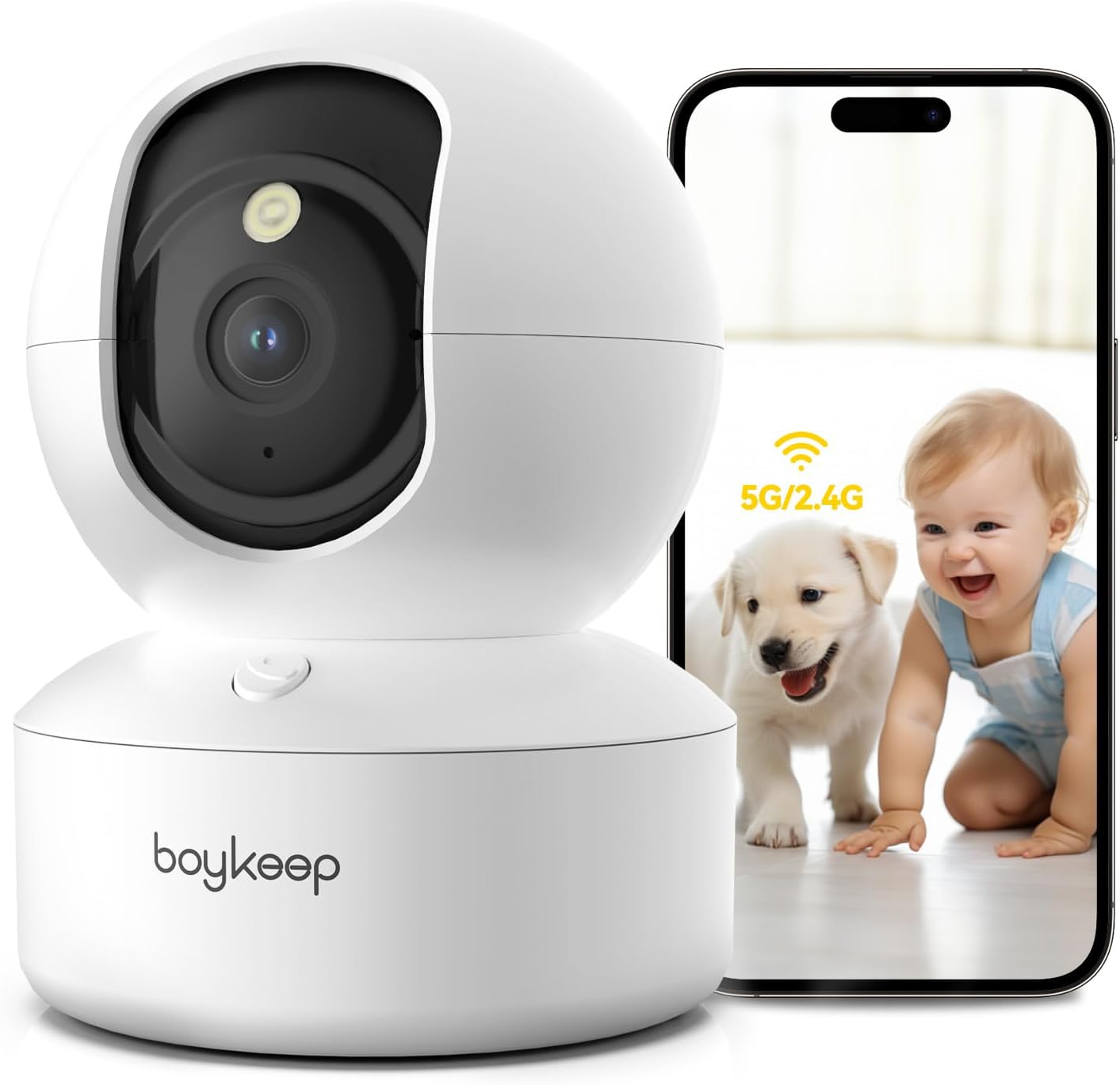 BoyKeep Pet Cam: 360 Pan, Color Night Vision, 2-Way Audio