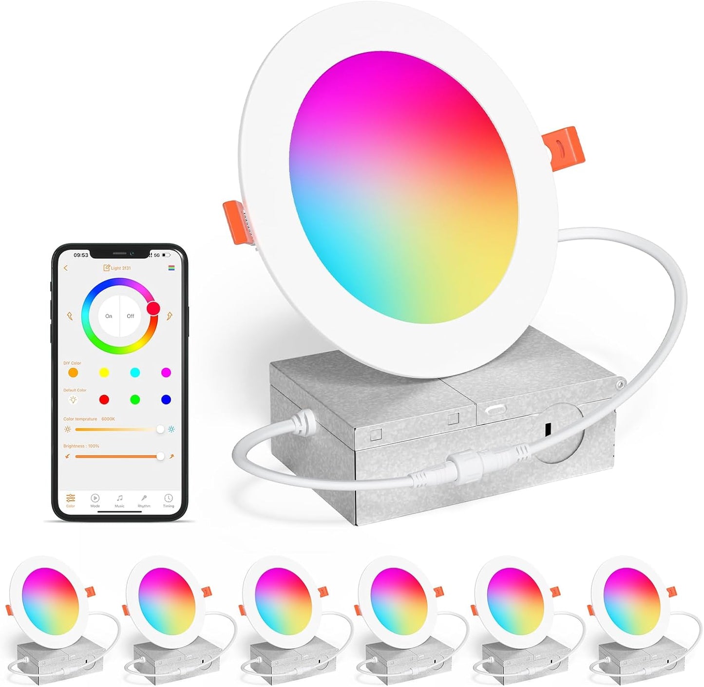 Smart Recessed Lighting 4 Inch RGBCW LED Downlight for Home
