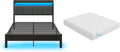 Full Size LED Bed Frame with Charging Station and 8in Gel Mattress RGB
