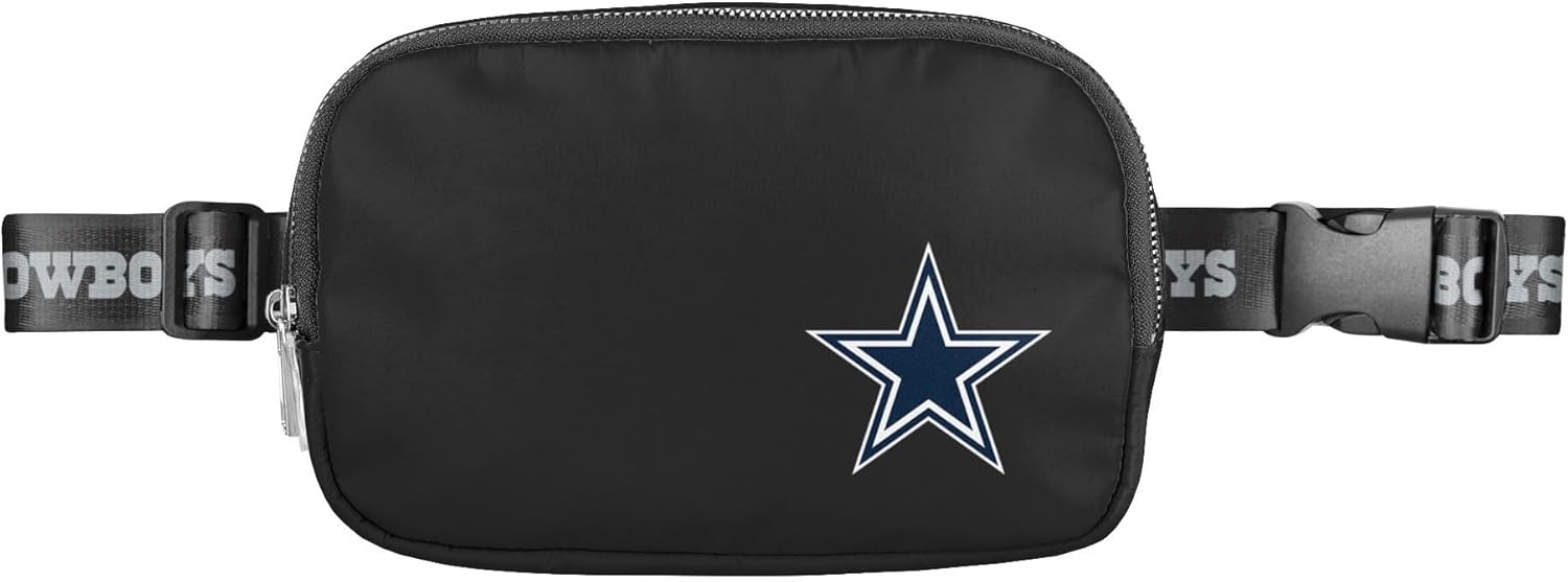 FOCO NFL Large Black Team Wordmark Crossbody Belt Bag Purse
