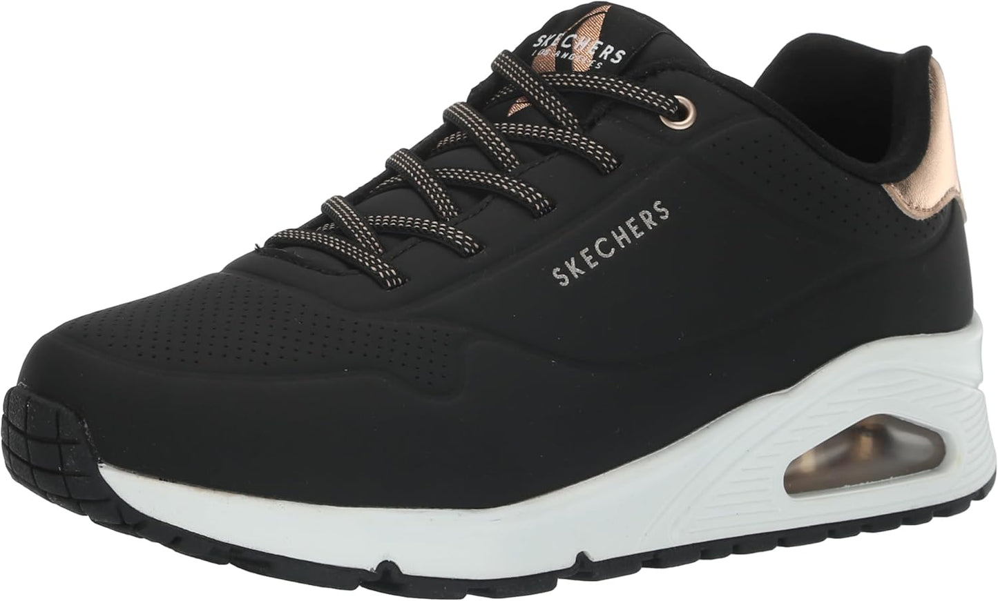 Skechers Womens Uno Shimmer Away Wedge Slip-on Fashion Sneakers