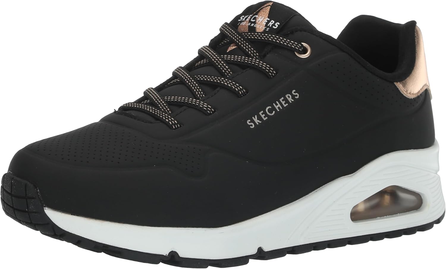 Skechers Womens Uno Shimmer Away Wedge Slip-on Fashion Sneakers