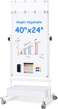 maxtek Mobile White Board Easel 40x24 in - Rolling Adjustable Stand