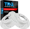 TRQ Rear Performance Brake Rotors Set - Solid G-Coated Cross Drilled