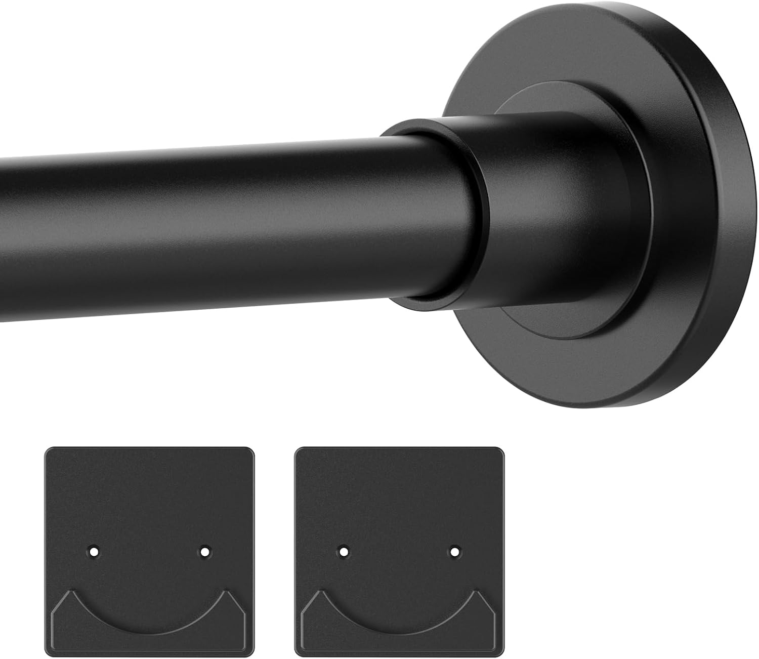 Anti-Rust Adjustable Shower Rod Set, No Drill Install, Black, Tension Rod