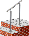 Outdoor 2 Step Handrail 26x36 in Stainless Steel Porch Railing - Easy