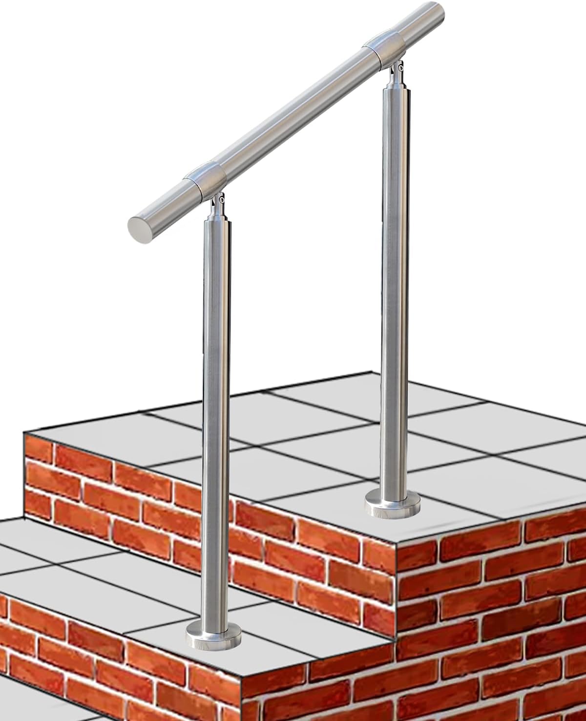 Outdoor 2 Step Handrail for Concrete and Wooden Steps