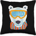 Cute Animal Polar Bear Ski Goggles Snow Dude Throw Pillow - 16x16
