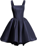 Satin Homecoming Dress for Teens Spaghetti Straps Square Neck