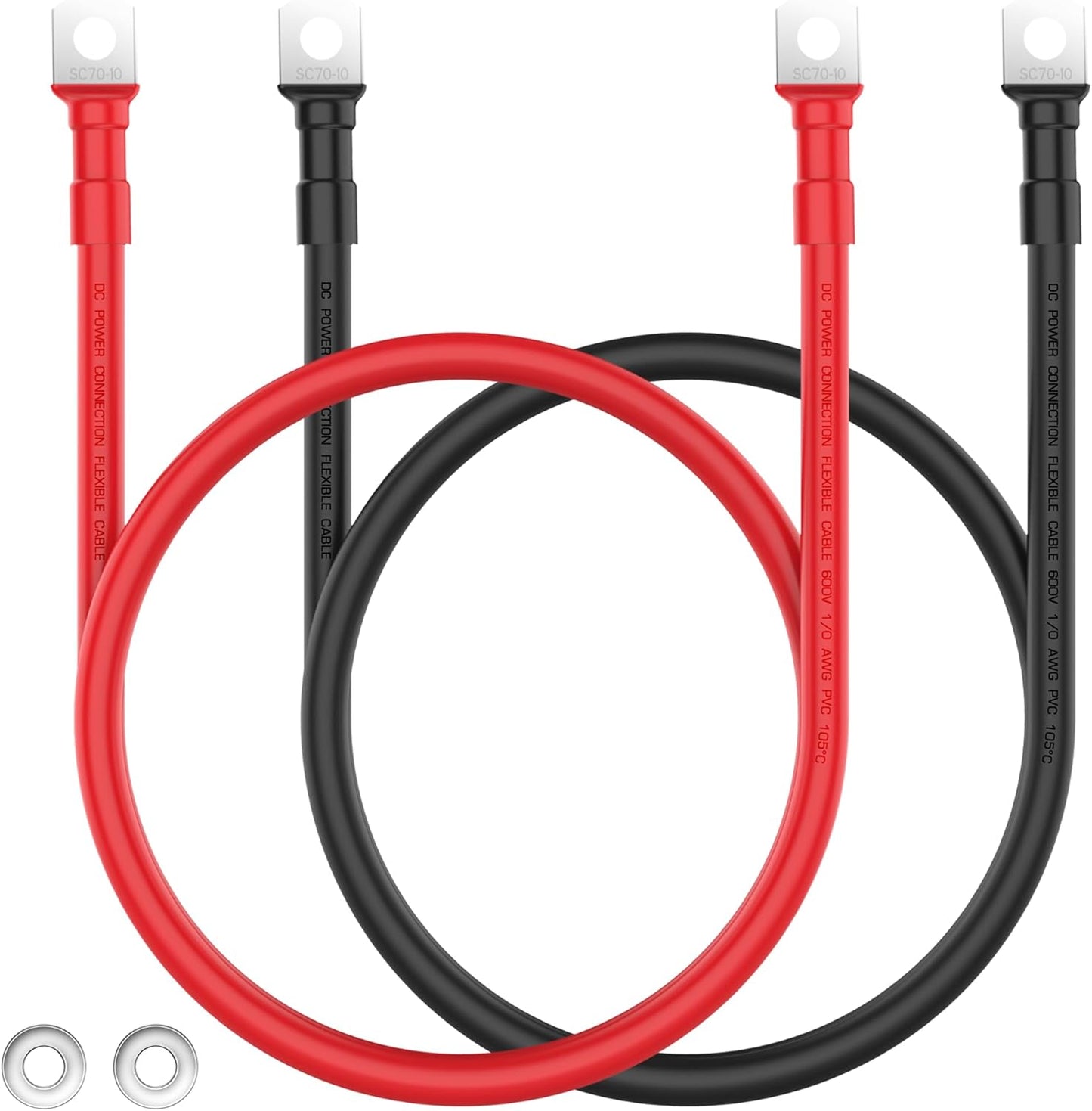 LEESKY 1/0AWG Battery Cables for Golf Cart, RV, Marine Use