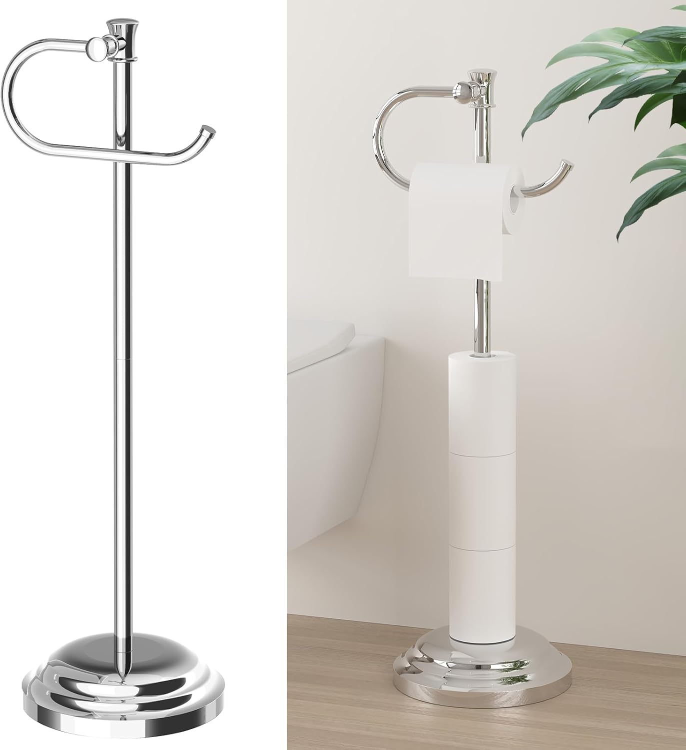 Hoimpro 25 Inch Free Standing Toilet Paper Holder with Shelf