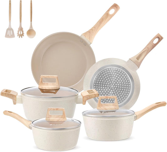 Non Stick Pots and Pans Set, 11pcs Ceramic Cookware Set