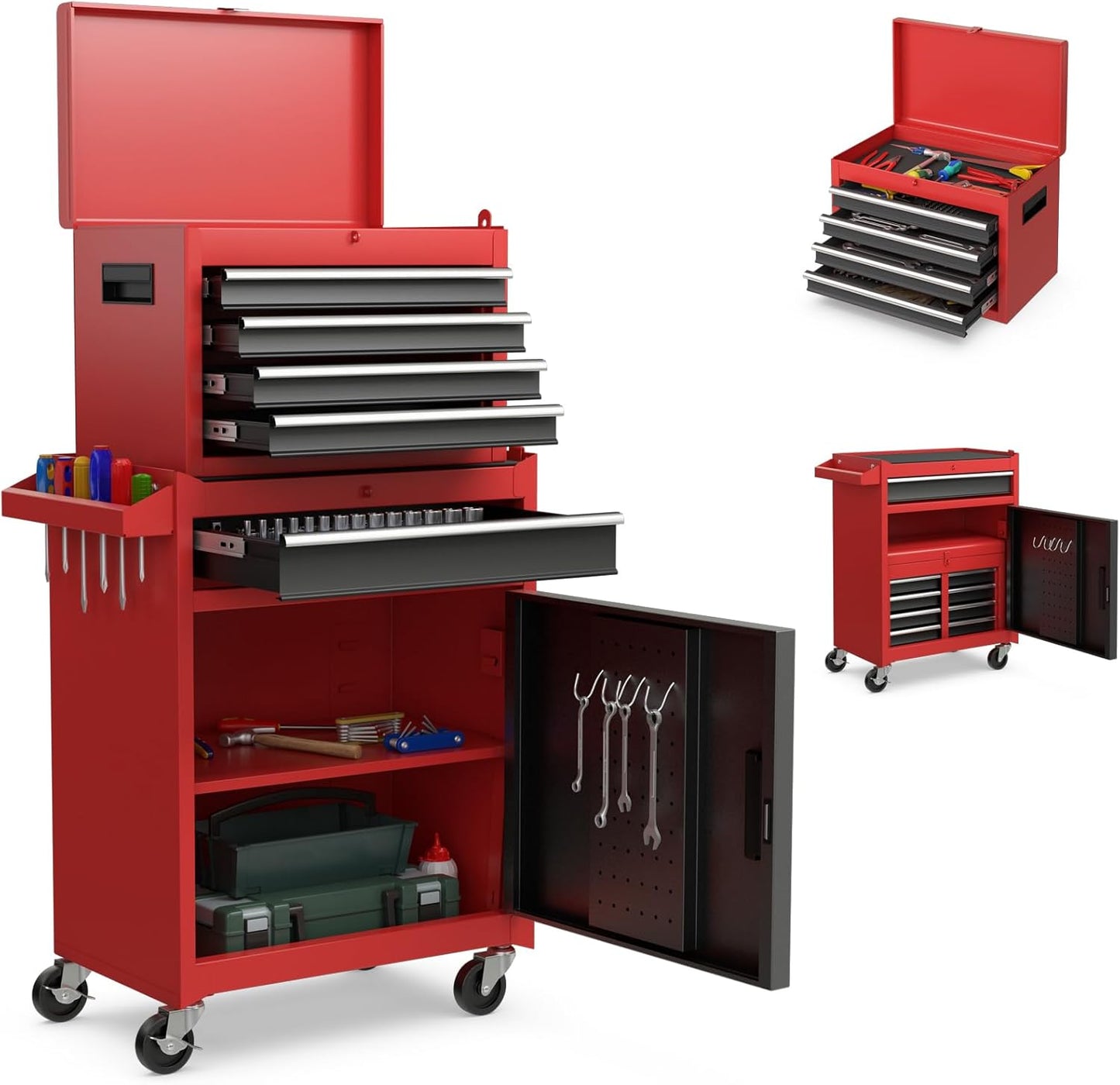 Goplus Tool Chest with 5 Drawers and Detachable Toolbox for Storage