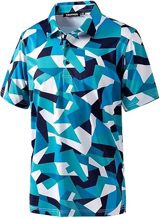 Golf Shirts for Men Dry Fit Performance Print Short Sleeve Polo