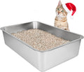Stainless Steel Cat Litter Box Large - Rustproof, Easy Clean