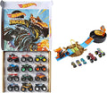 Hot Wheels Monster Trucks Set of 12 + Stunt Tire Playset - Portable