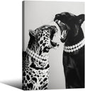 Vintage Animal Leopard Canvas Wall Art 16x24 in - Bold Black & White