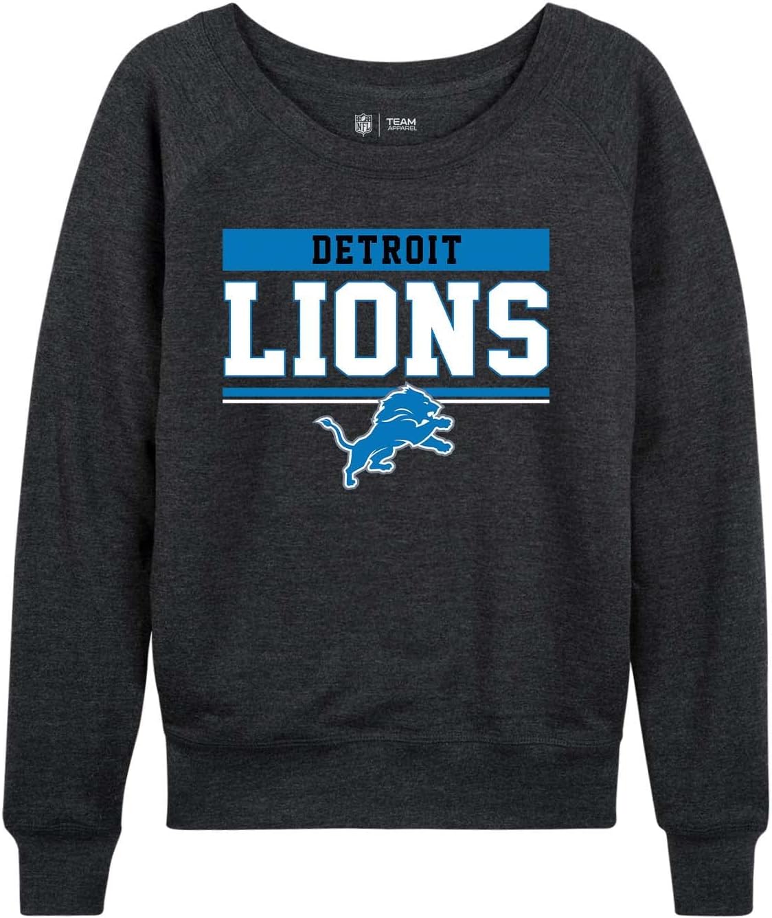 Detroit Lions Women's Plus Size Team Block Charcoal Crewneck