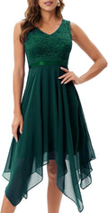 Meetjen Lace Cocktail Party Dress Handkerchief Hem - Flattering Fit