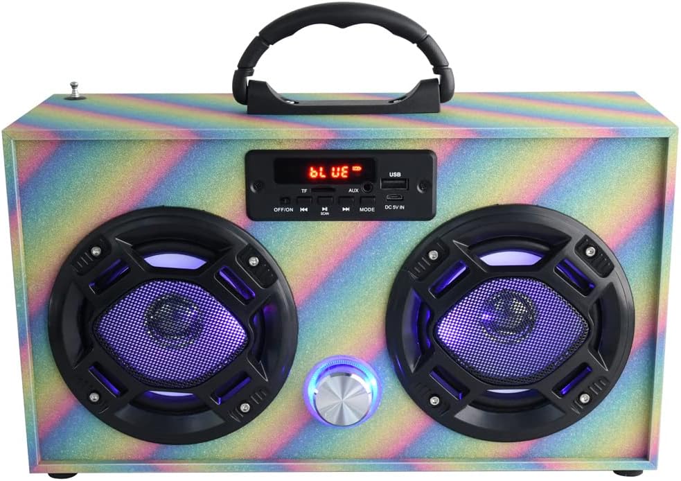Mini Boombox with LED Speakers - Retro Bluetooth Speaker Fun