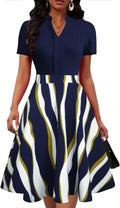 Mokayee Womens Summer V Neck Fit and Flare Dress - Semi Formal