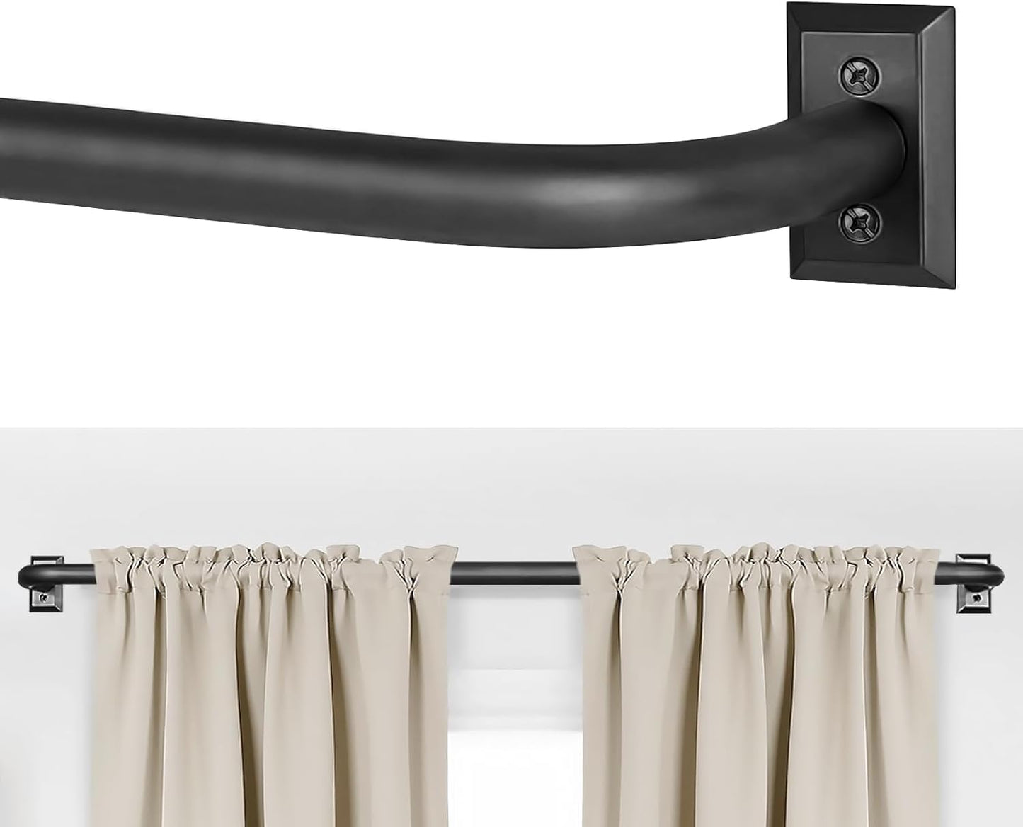 Black Curtain Rods for Windows 66 to 120 Inches - Adjustable Design
