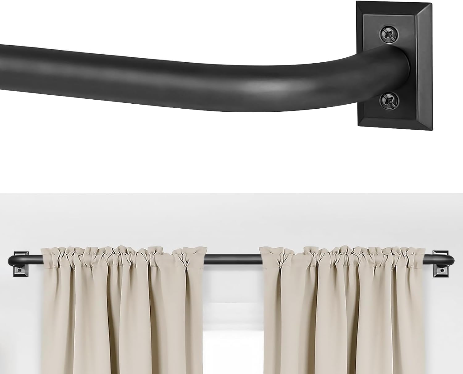 Black Curtain Rods for Windows 66 to 120 Inches - Adjustable Design