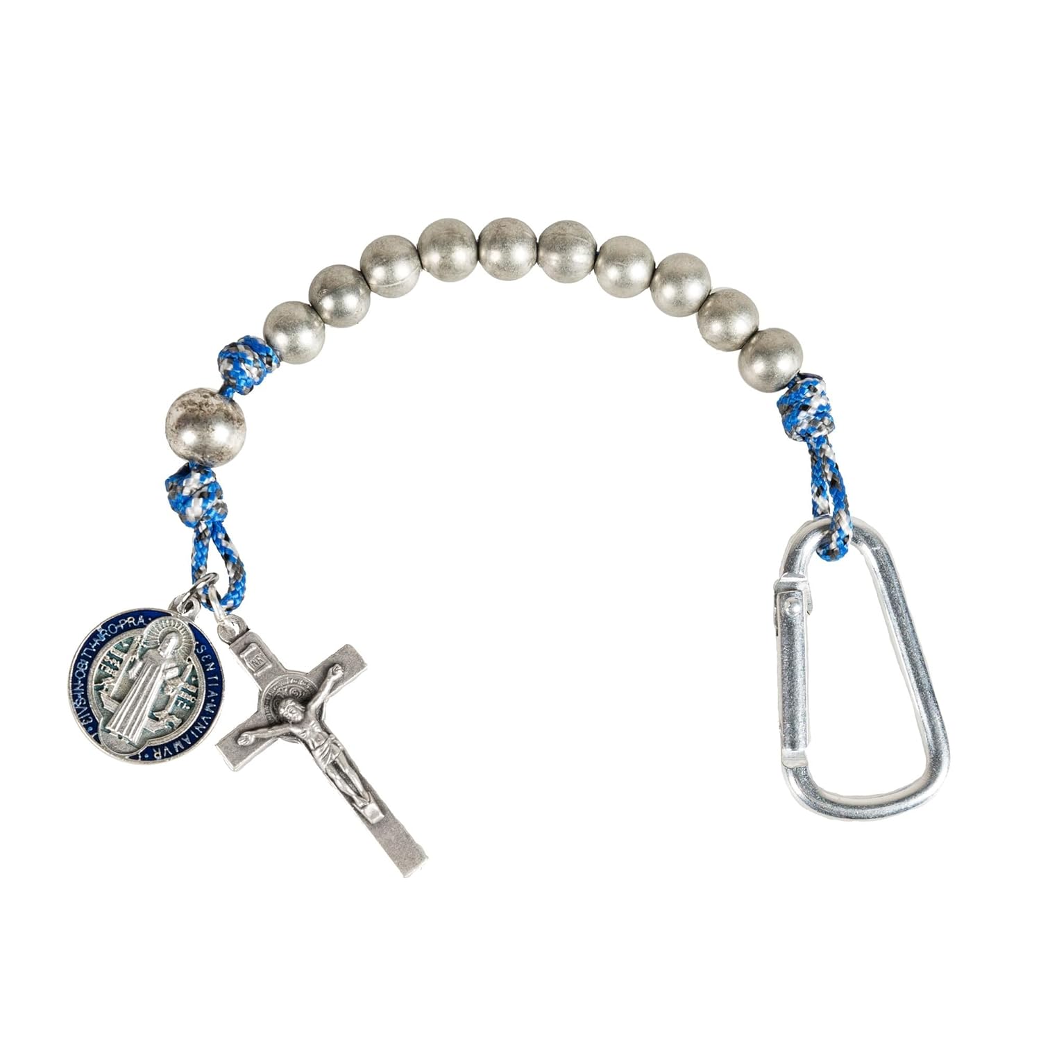 St. Benedict Blue Paracord Brave Beads Tenner Rosary for Warriors