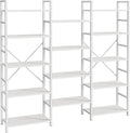 Triple 5 Tier Bookshelf with 14 Open Display Shelves for Home