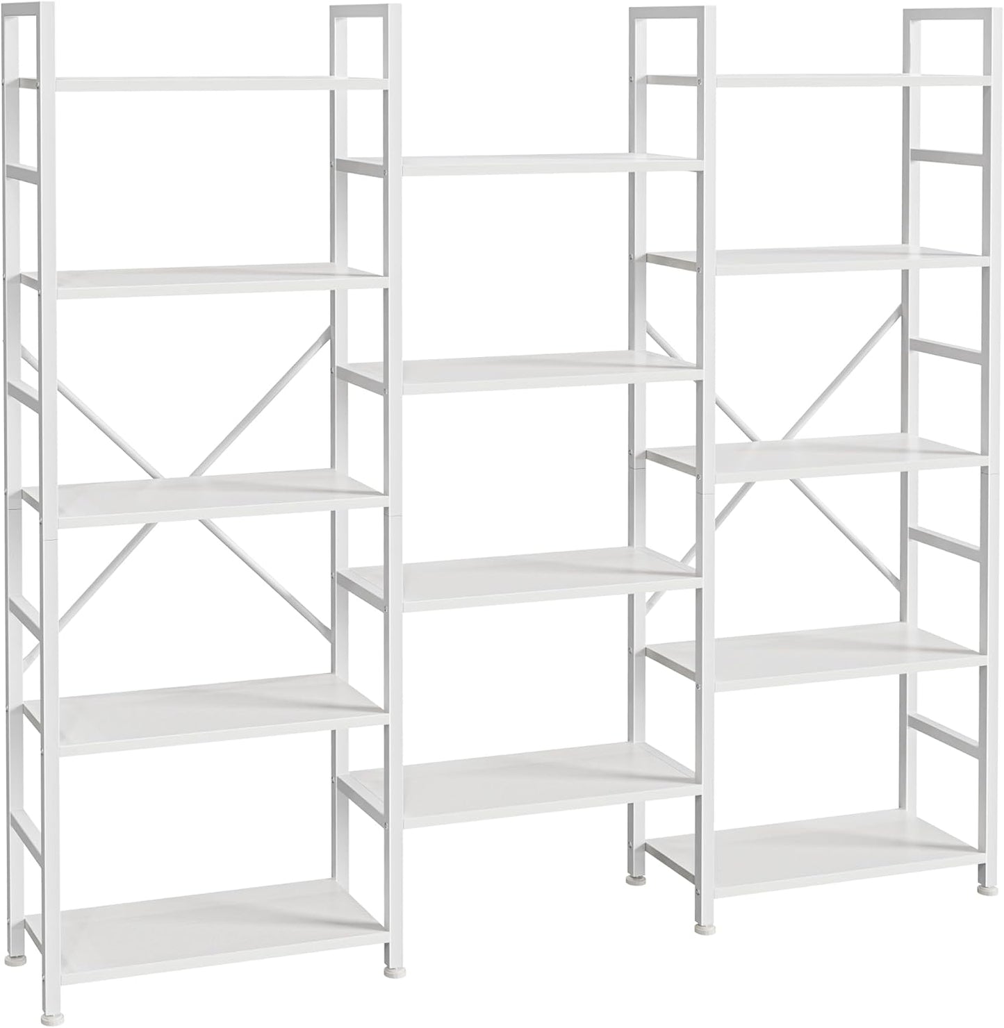 Triple 5 Tier Bookshelf with 14 Open Display Shelves for Home