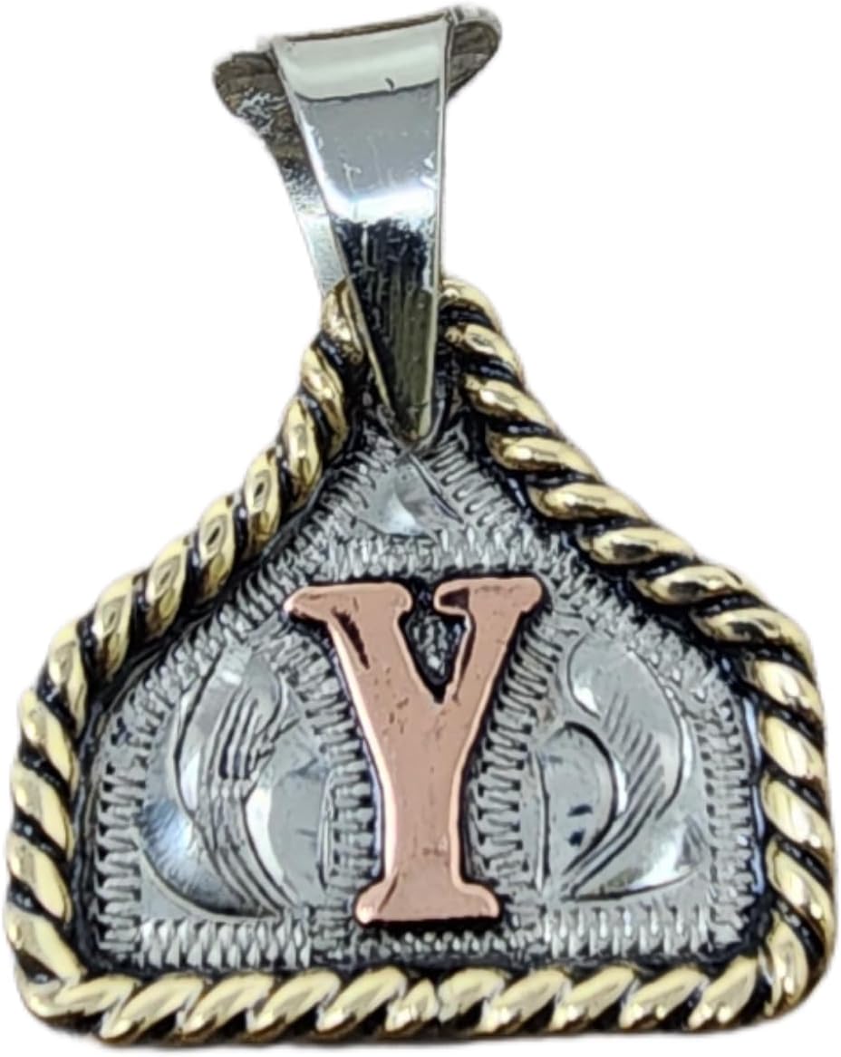 Custom Handmade Cow Tag Necklace with Copper Initial Pendant