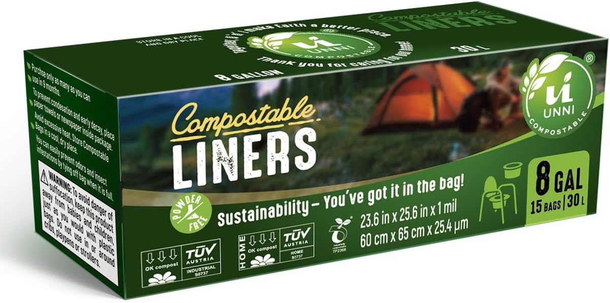 UNNI Compostable Toilet Bags: Heavy Duty, Earth Friendly, 15ct
