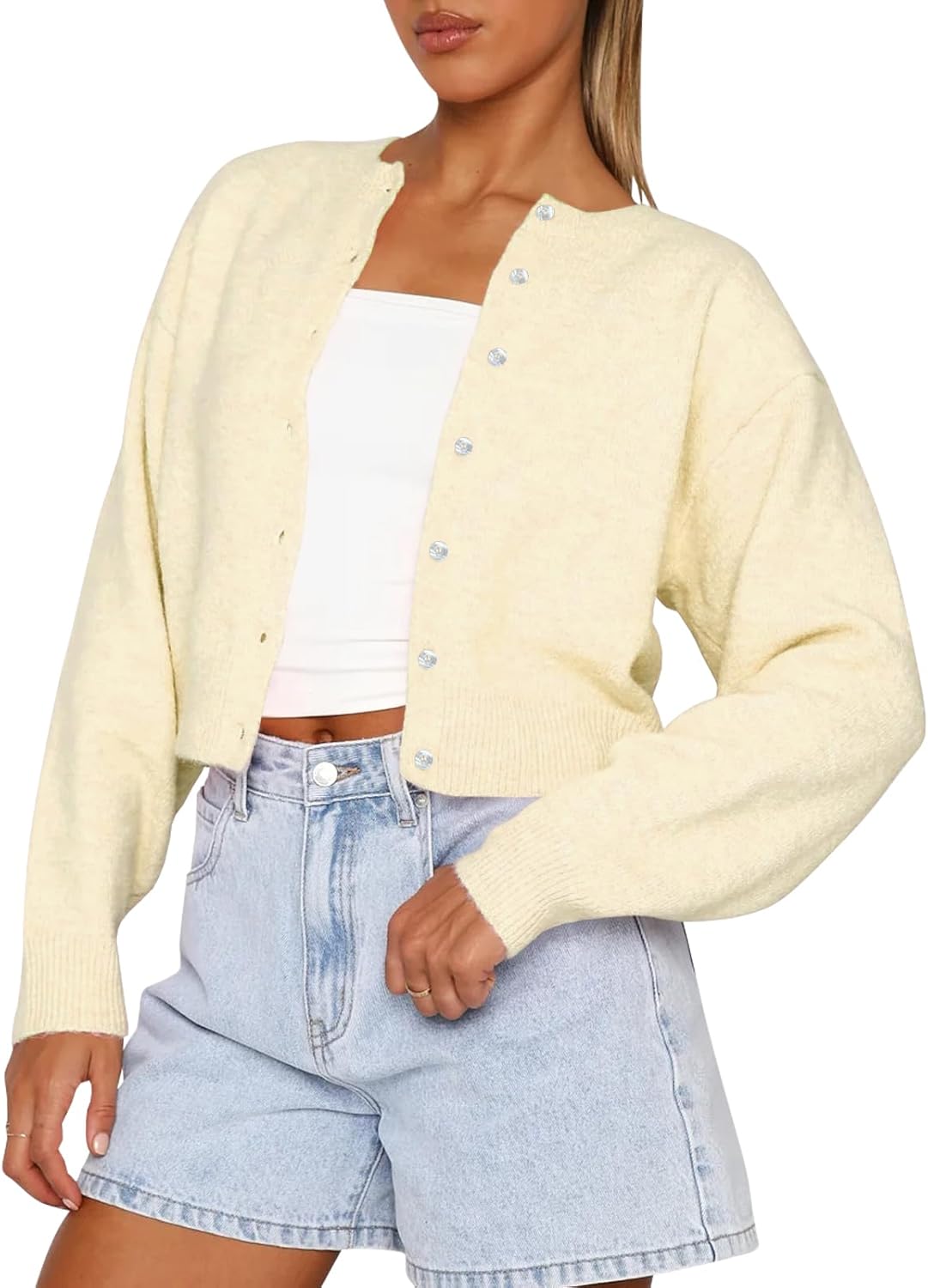 Cropped Cardigan Sweaters for Women - Stylish Y2K Knit Top