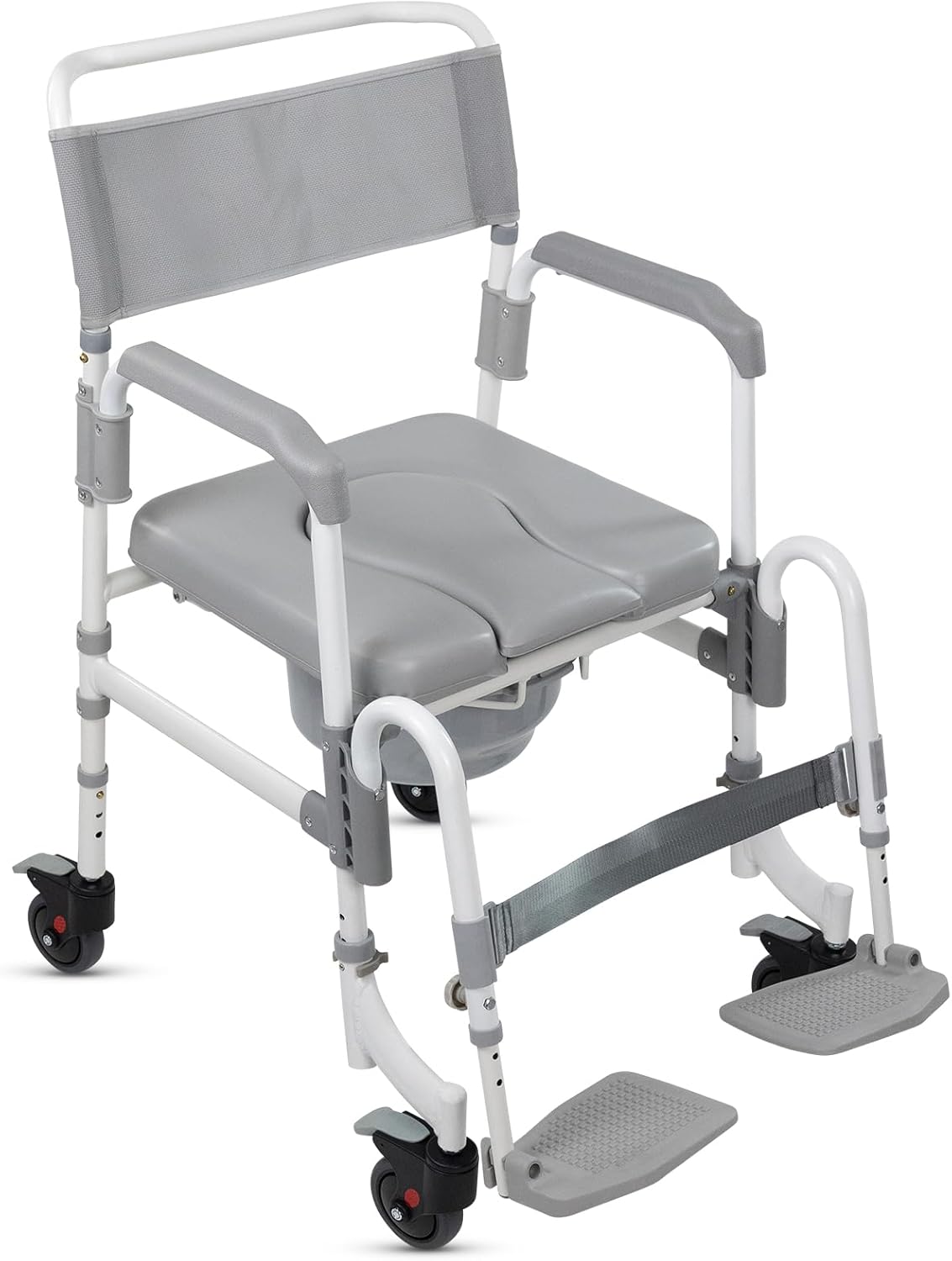 Vive Rolling Commode Chair - 3-in-1 Transport for Bathroom - Mobility Solution