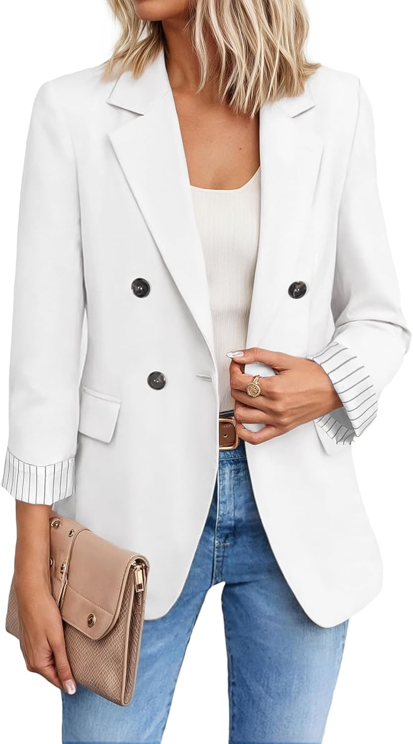 Mina Self Women's Tweed Plaid Blazer Jacket for Summer