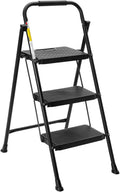 BOCOM 3 Step Ladder Foldable Steel Step Stool - 500 lb Capacity